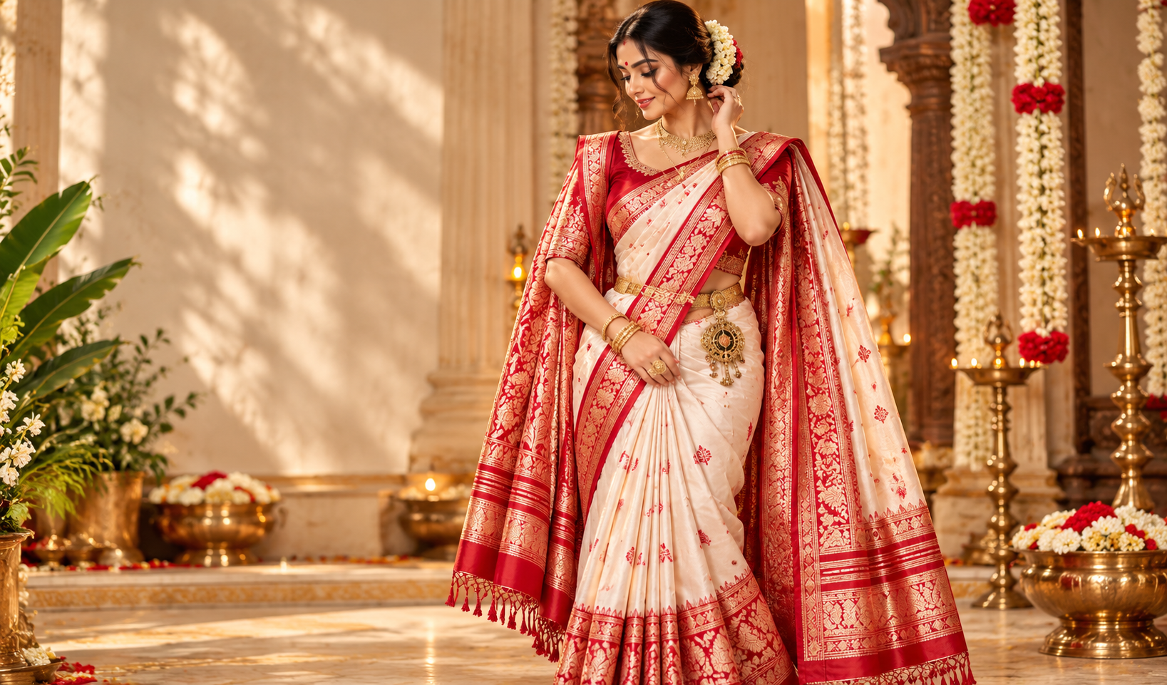 Bengali Athpourey Saree Drape