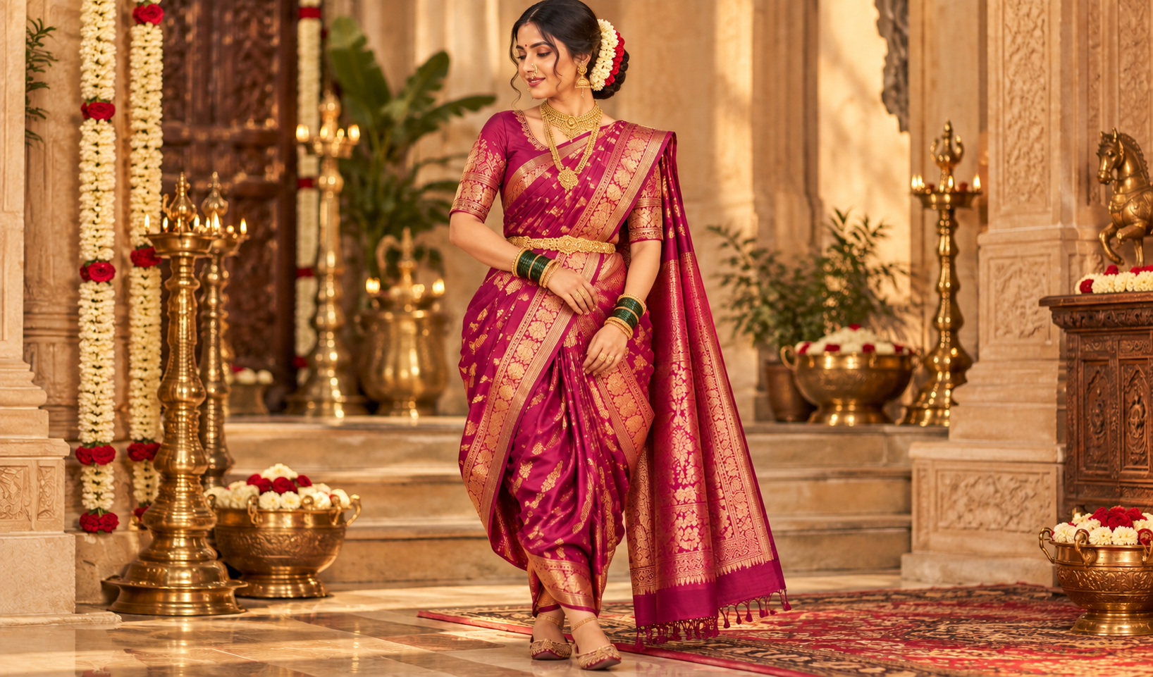 Maharashtrian Nauvari Kashta Drape